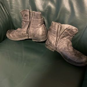 Distressed black faux leather booties